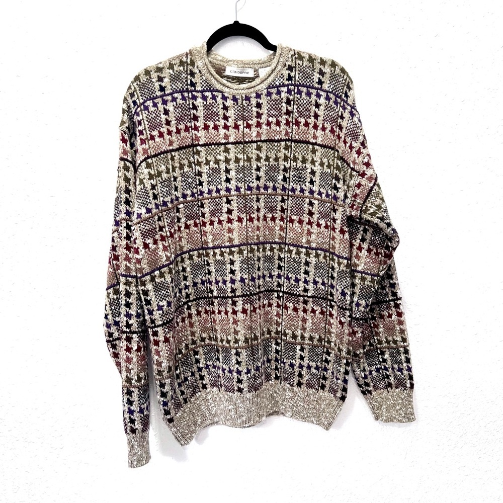 Claiborne Cream and Red Crewneck Sweater‎ XL